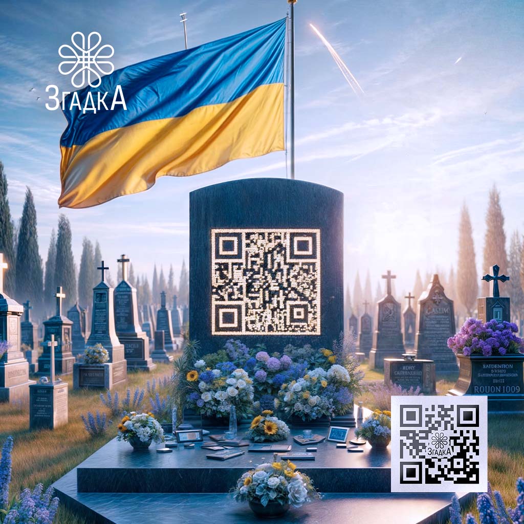 QR для надгробного каменю для доступу до відеоспогадів і цифрових матеріалів.