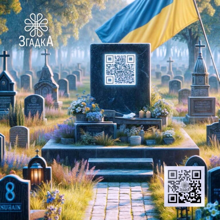 QR-код для надгробка, що зберігає пам'ять у цифровому форматі, надаючи доступ до спогадів про життя та досягнення близької людини.