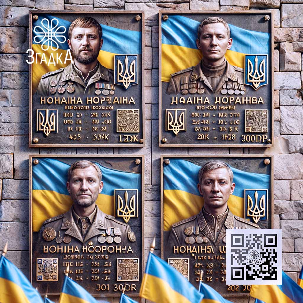 Дошка пам’яті героїв з унікальним дизайном та інтеграцією цифрових спогадів через QR-код.