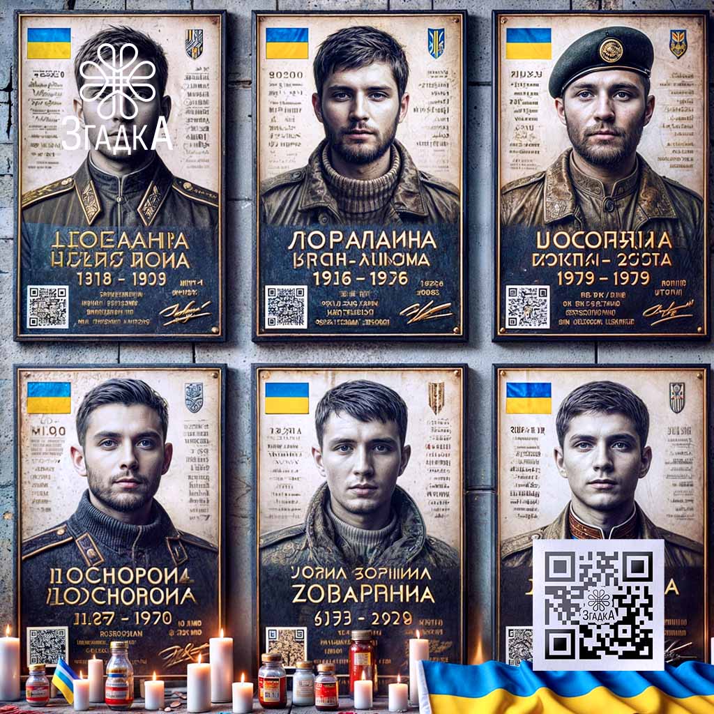 Дошка пам'яті на замовлення з унікальним дизайном та QR-кодом для цифрових спогадів.