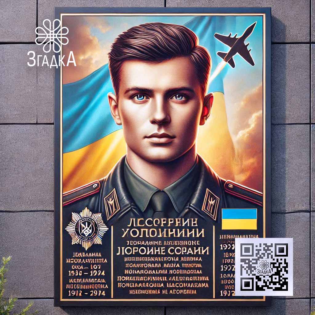 Меморіальна дошка загиблим військовим з інтегрованим QR-кодом.