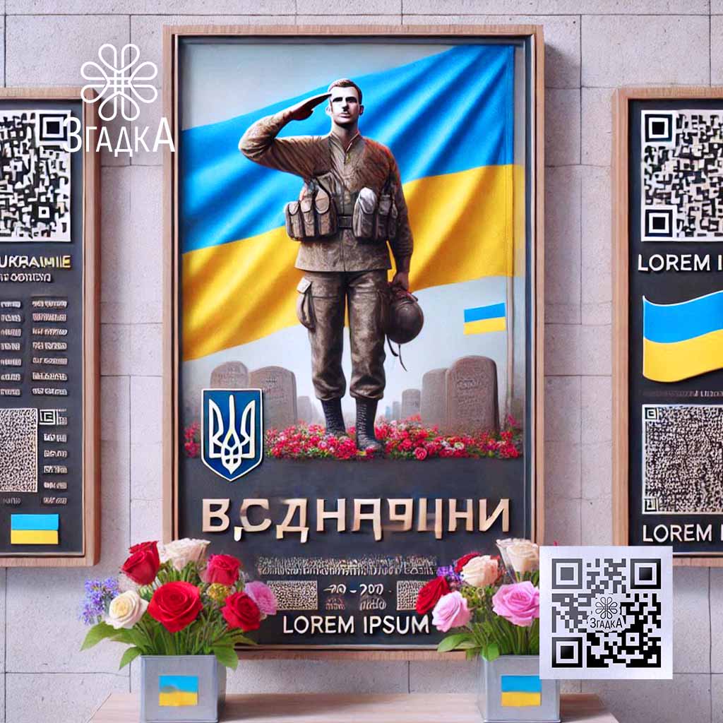 Меморіальні таблички для героїв з інтеграцією QR-кодів від компанії ЗГАДКА — стильний спосіб увічнення пам’яті.