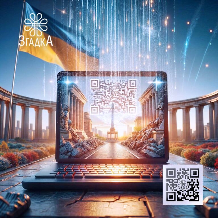 Пам'ятна сторінка з QR-кодом для збереження історій та спогадів.