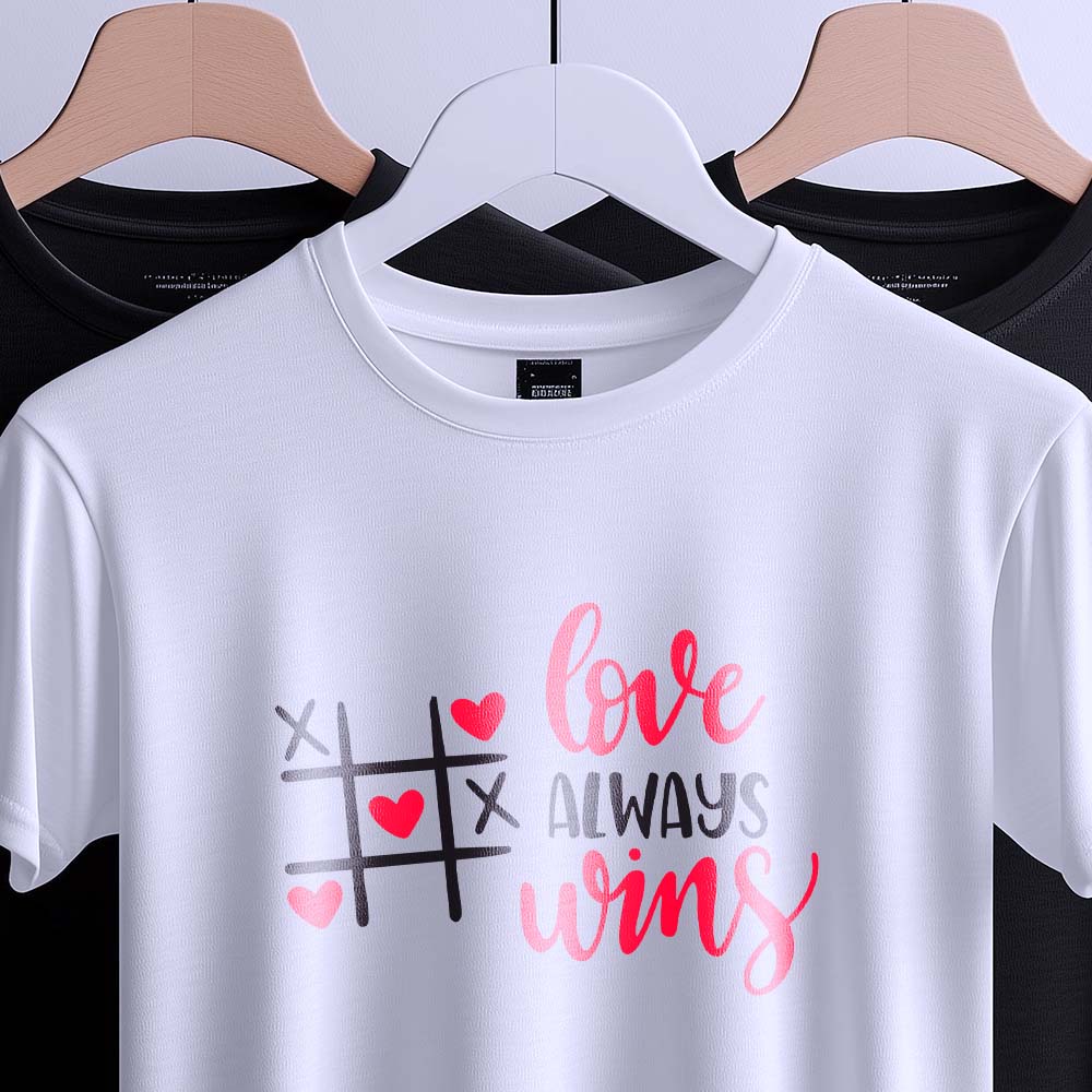 Футболка "Love Always Wins" біла з романтичним принтом