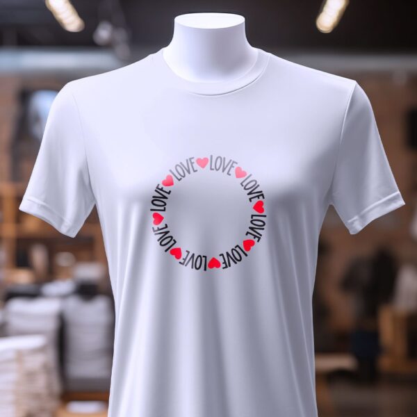 Романтична футболка Love Heart Circle із червоними серцями