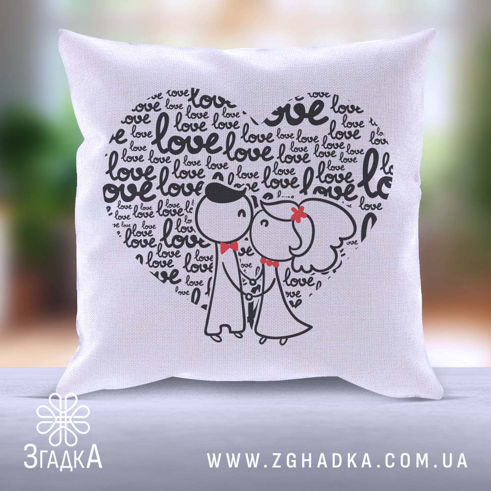 Романтична подушка "Love Згадка Бердичів" для подарунків та декору.