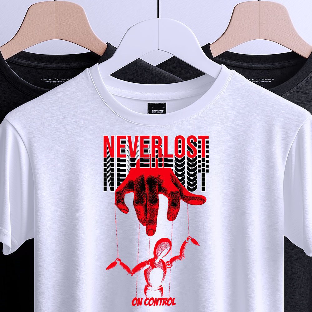 Футболка NeverLost On Control – стильний протестний дизайн.