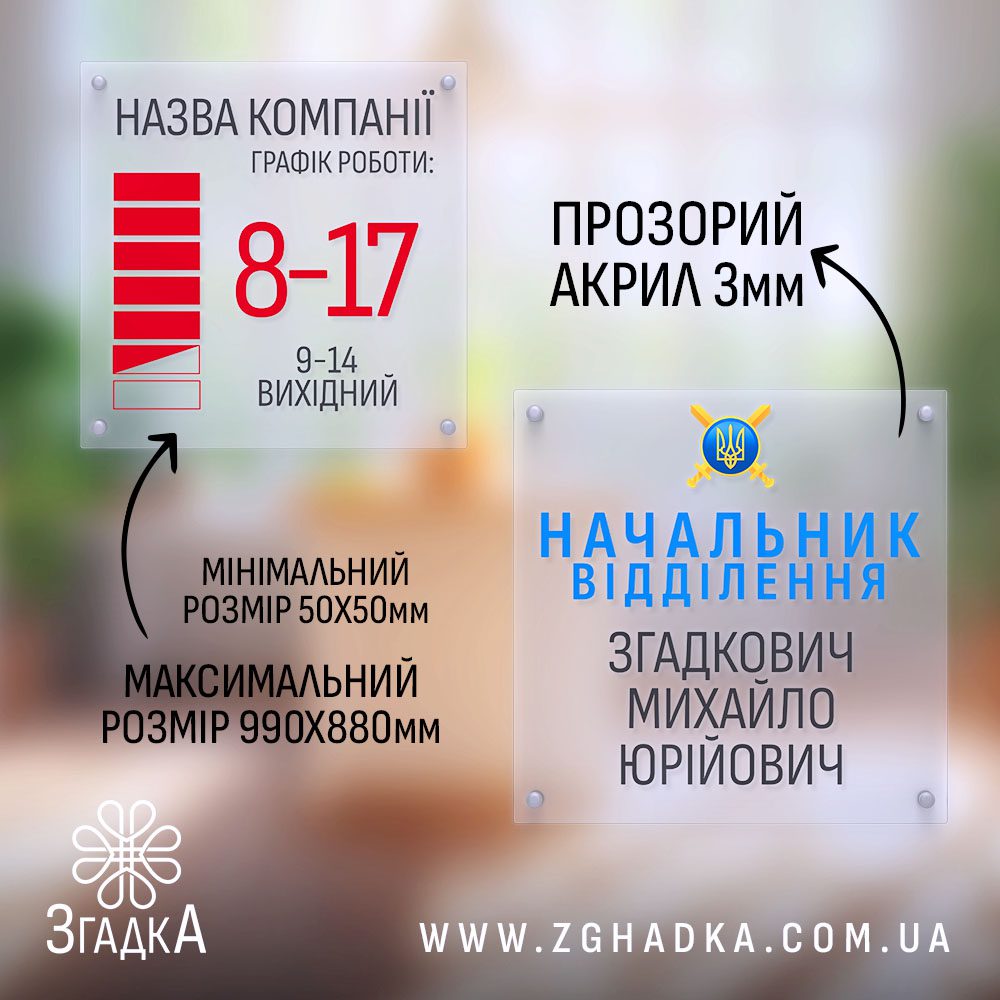 Акрилові таблички друк Бердичів – прозора табличка з якісним друком.