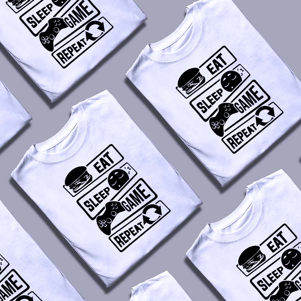 Футболка подарунок для геймера з написом Eat Sleep Game Repeat
