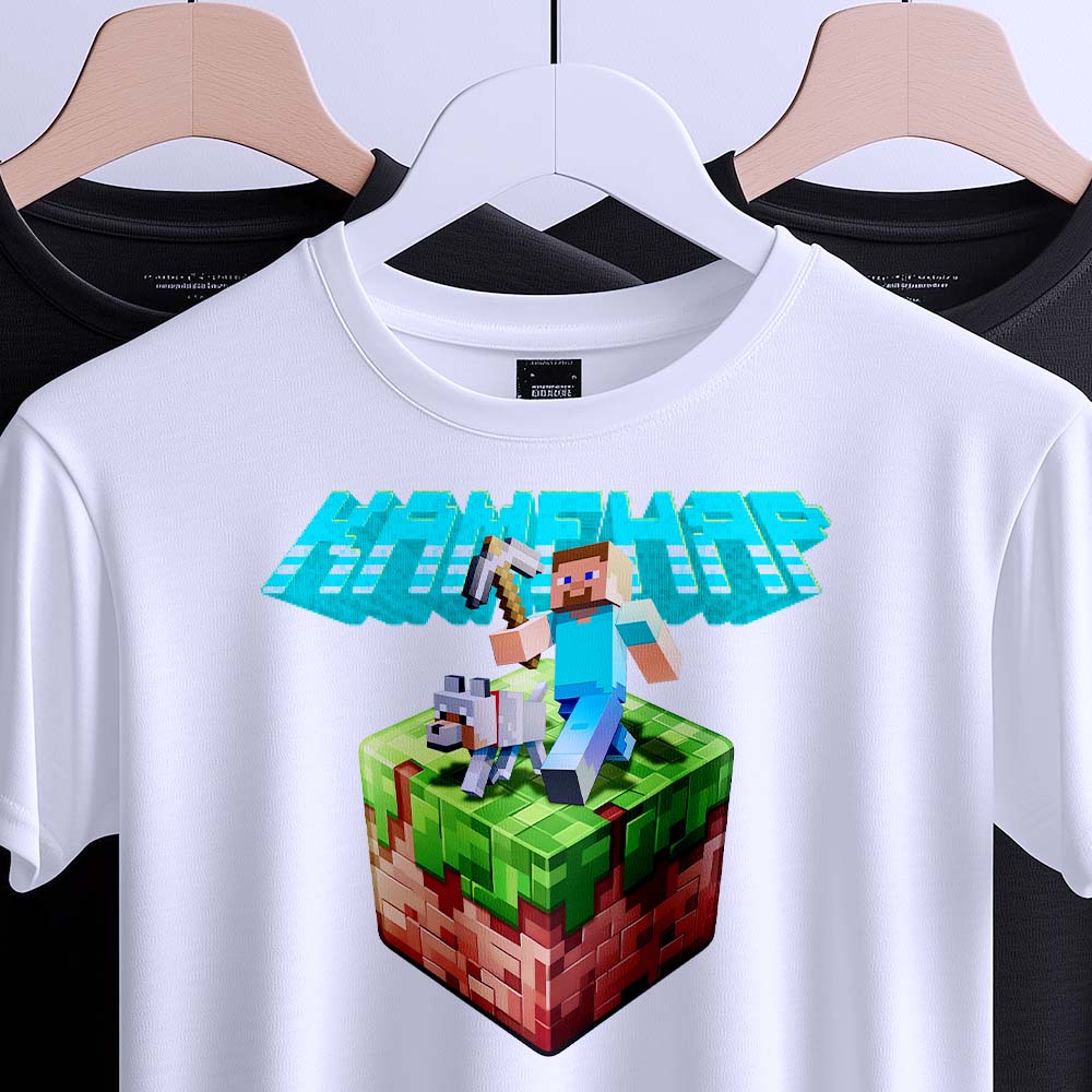 Футболка подарунок майнкрафт каменяр із героєм Minecraft