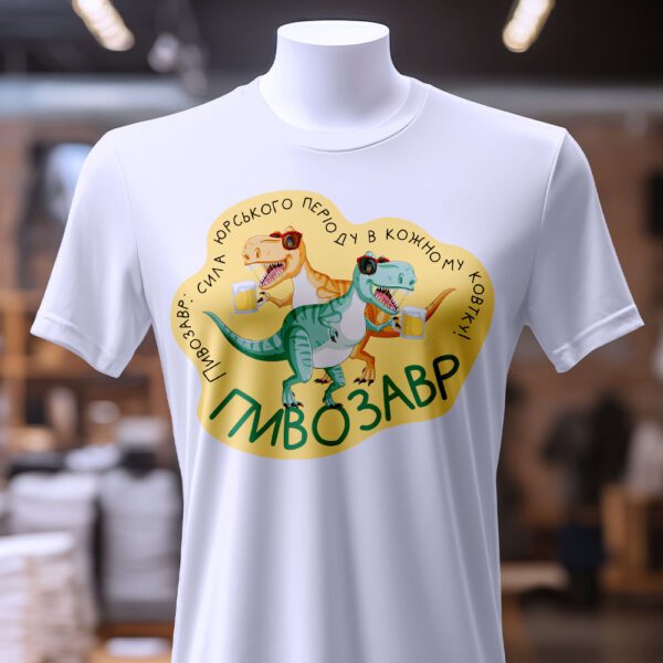Футболка пивозавр юрський період - варіанти кольорів та розмірів.