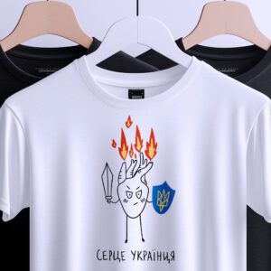 Футболка Серце Українця Горить з яскравим вогнем над серцем