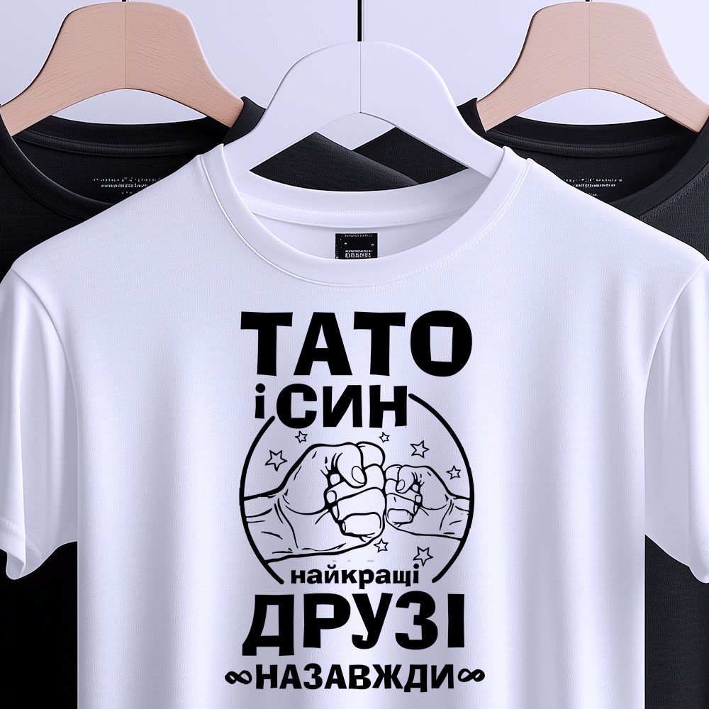 Футболка тато і син біла
