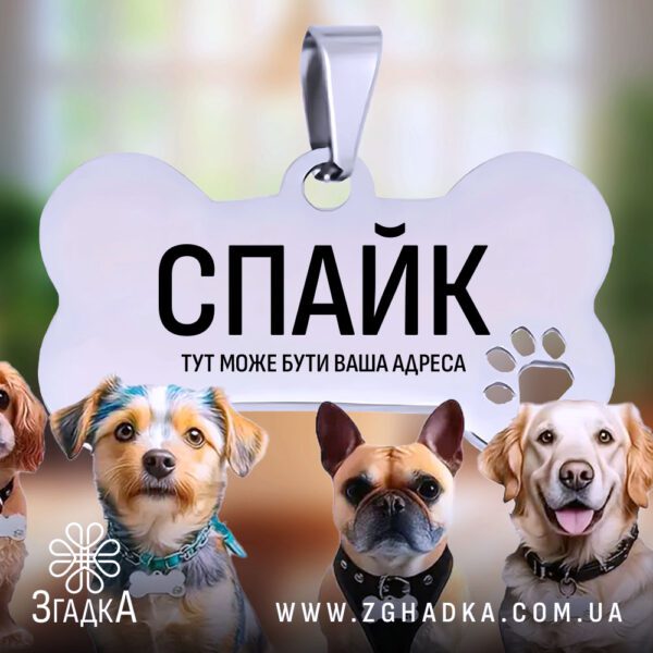 Сталевий адресник з гравіюванням з різними породами