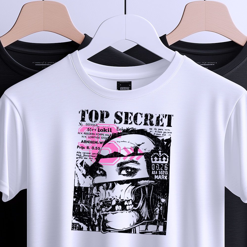 Футболка Top Secret Skull Face, загальний вигляд з жіночим черепом і написом