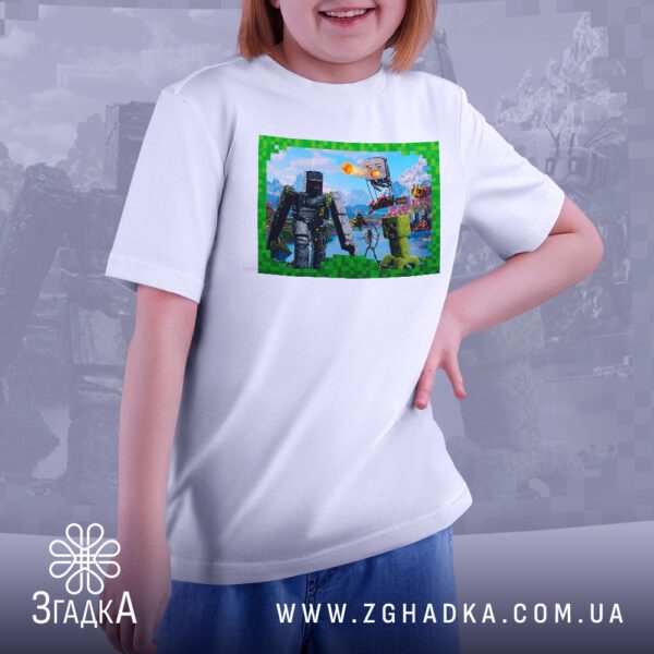 Футболка дитяча Minecraft бійка - якісна двошарова тканина