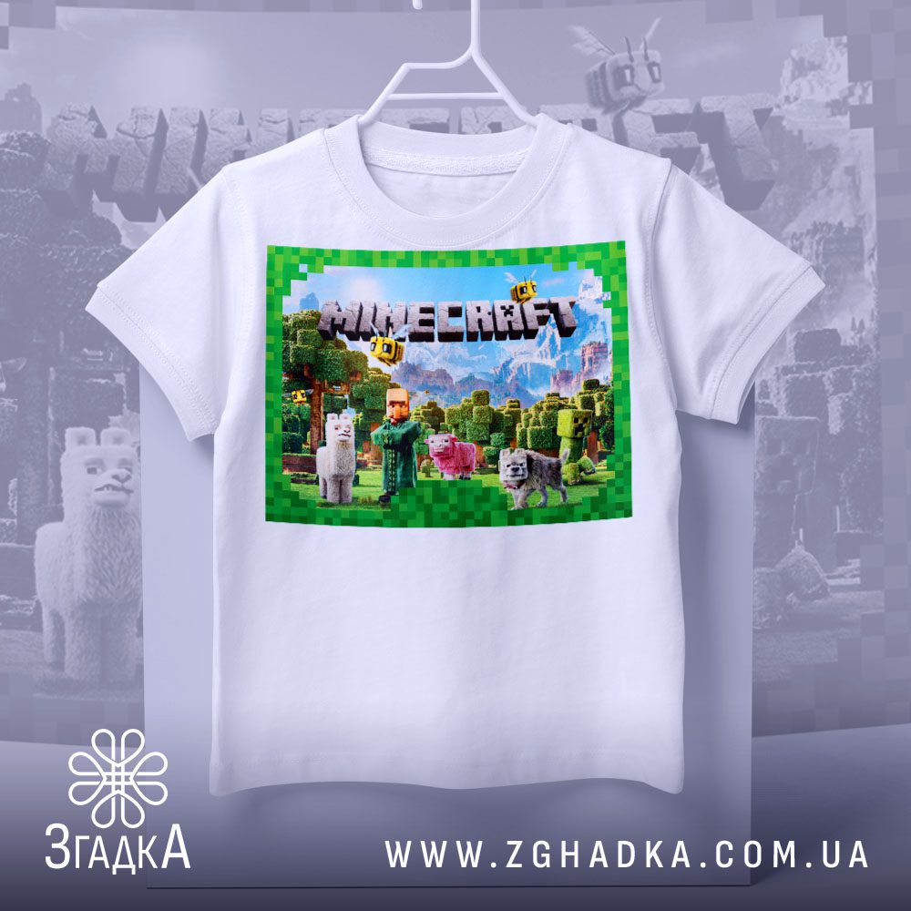 Футболка дитяча Minecraft світ з персонажами гри