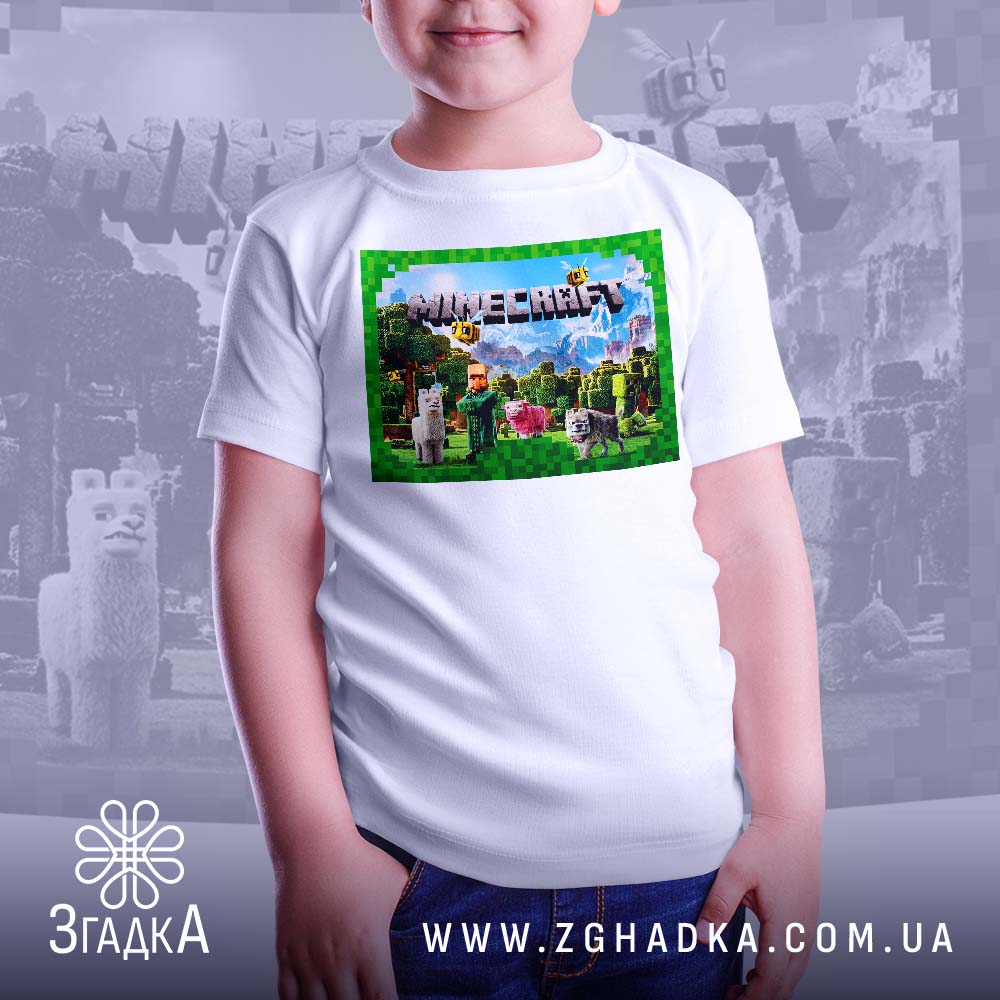 Футболка дитяча Minecraft світ - детальний вид принта