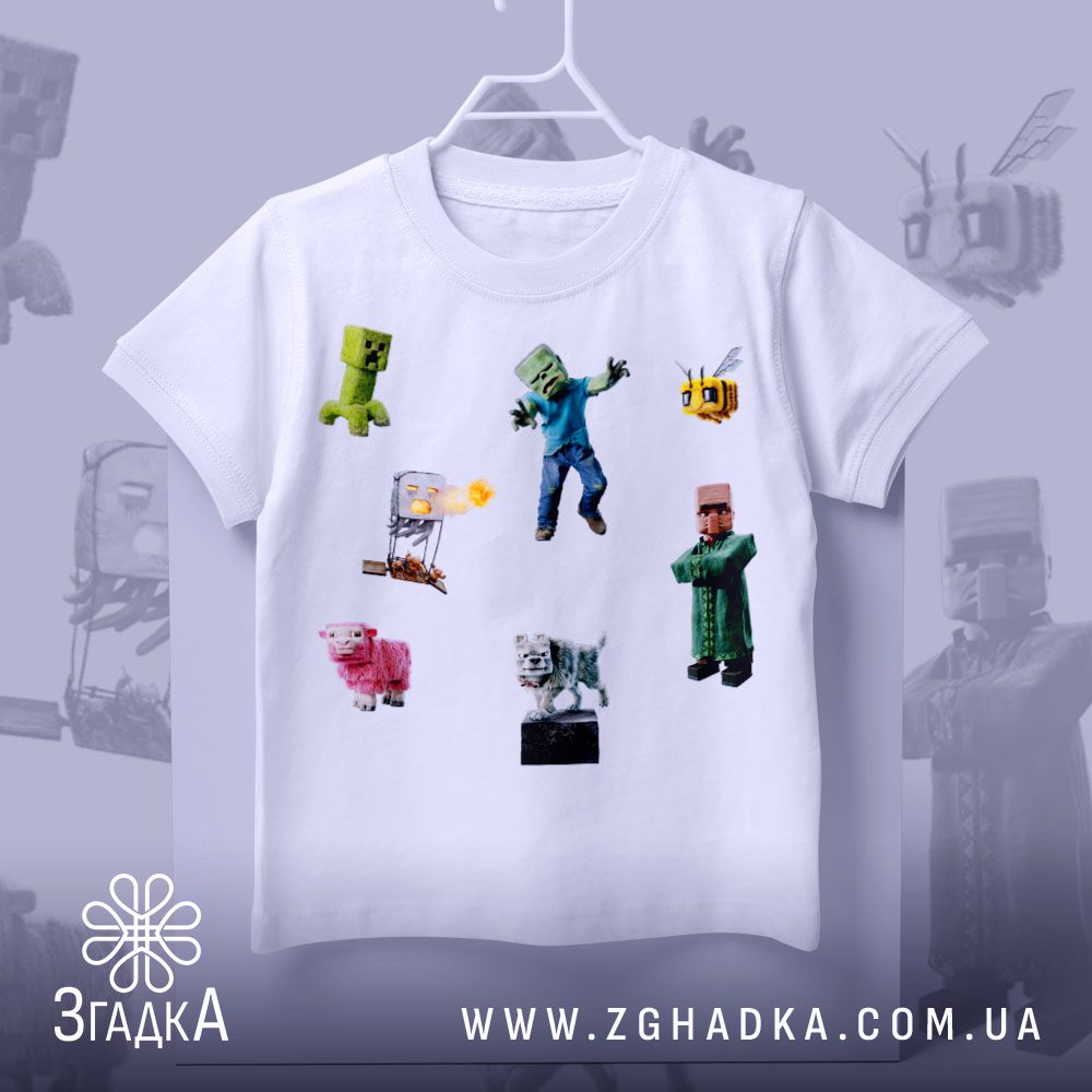 Футболка дитяча з героями Minecraft з різними персонажами гри