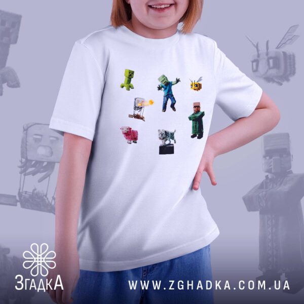 Футболка дитяча з героями Minecraft - якісна двошарова тканина для дітей