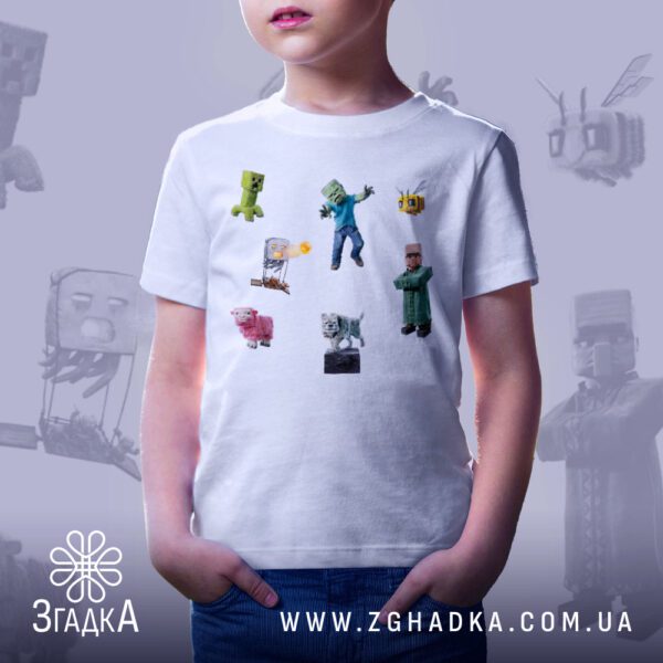 Футболка дитяча з героями Minecraft - загальний вигляд дитячої футболки з принтом