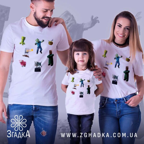 Футболка дитяча з героями Minecraft - зображення вівці та вовка з гри