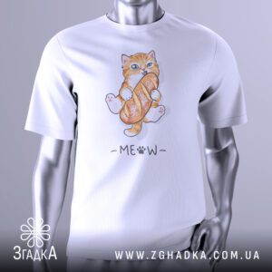Футболка Кіт Багет Кумедний з зображенням кошеняти з багетом.