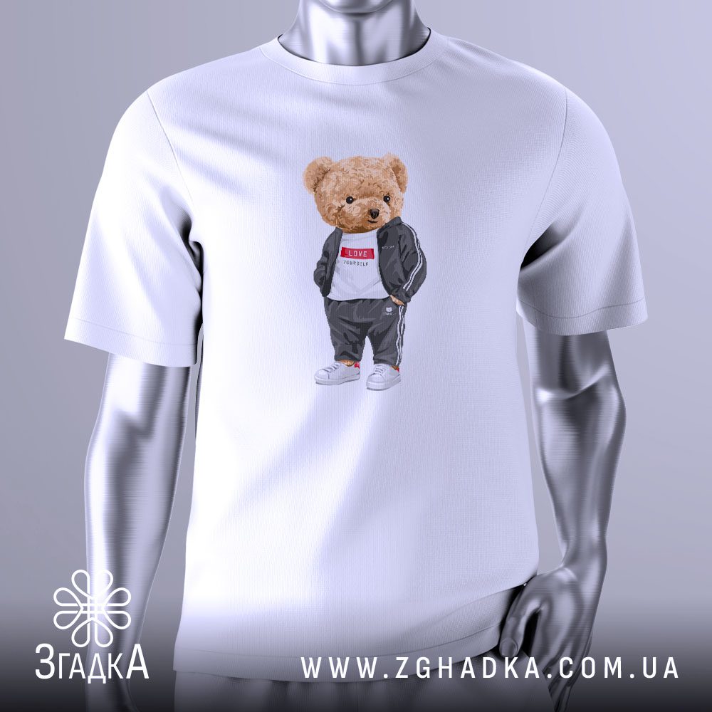 Футболка з ведмедем Love Yourself з милим ведмедиком та написом