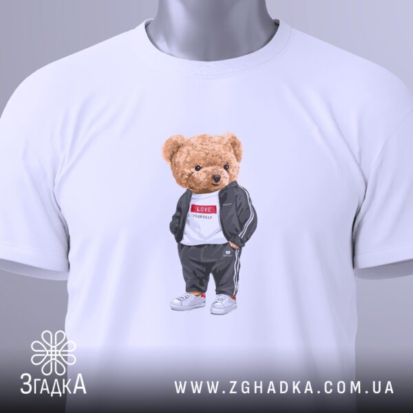 Футболка з ведмедем Love Yourself - загальний вигляд футболки з принтом
