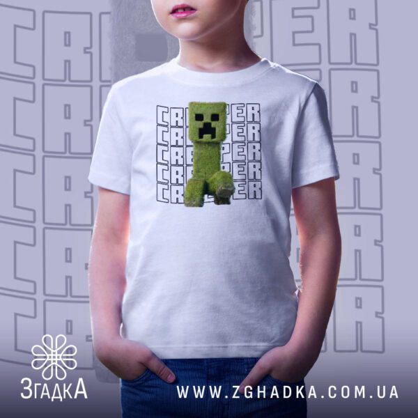 Футболка дитяча Minecraft Creeper - загальний вигляд дитячої футболки з принтом