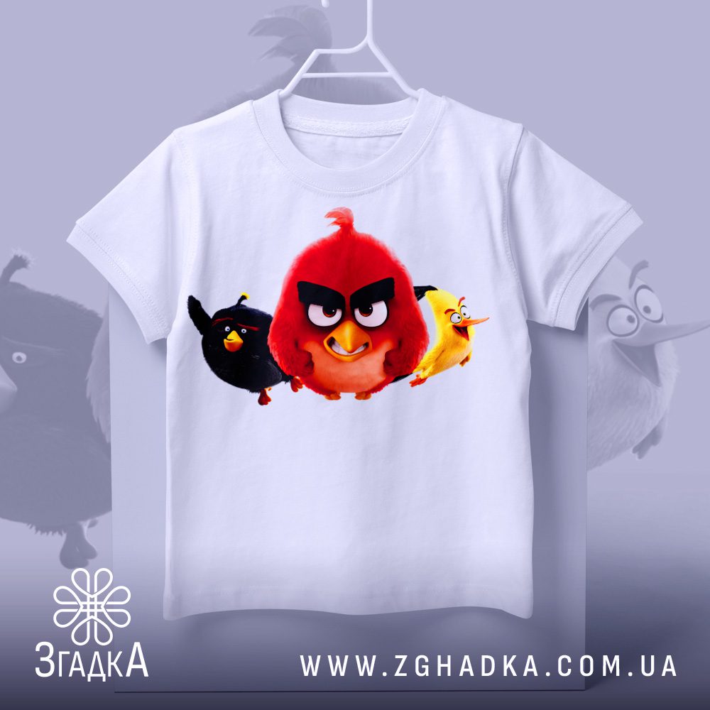Футболка Angry Birds Трійця з трьома сердитими пташками.