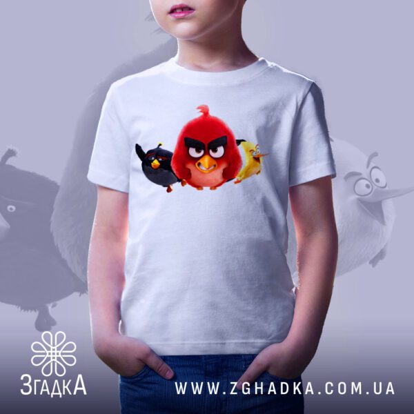 Футболка Angry Birds Трійця - барвиста ілюстрація з "Angry Birds".