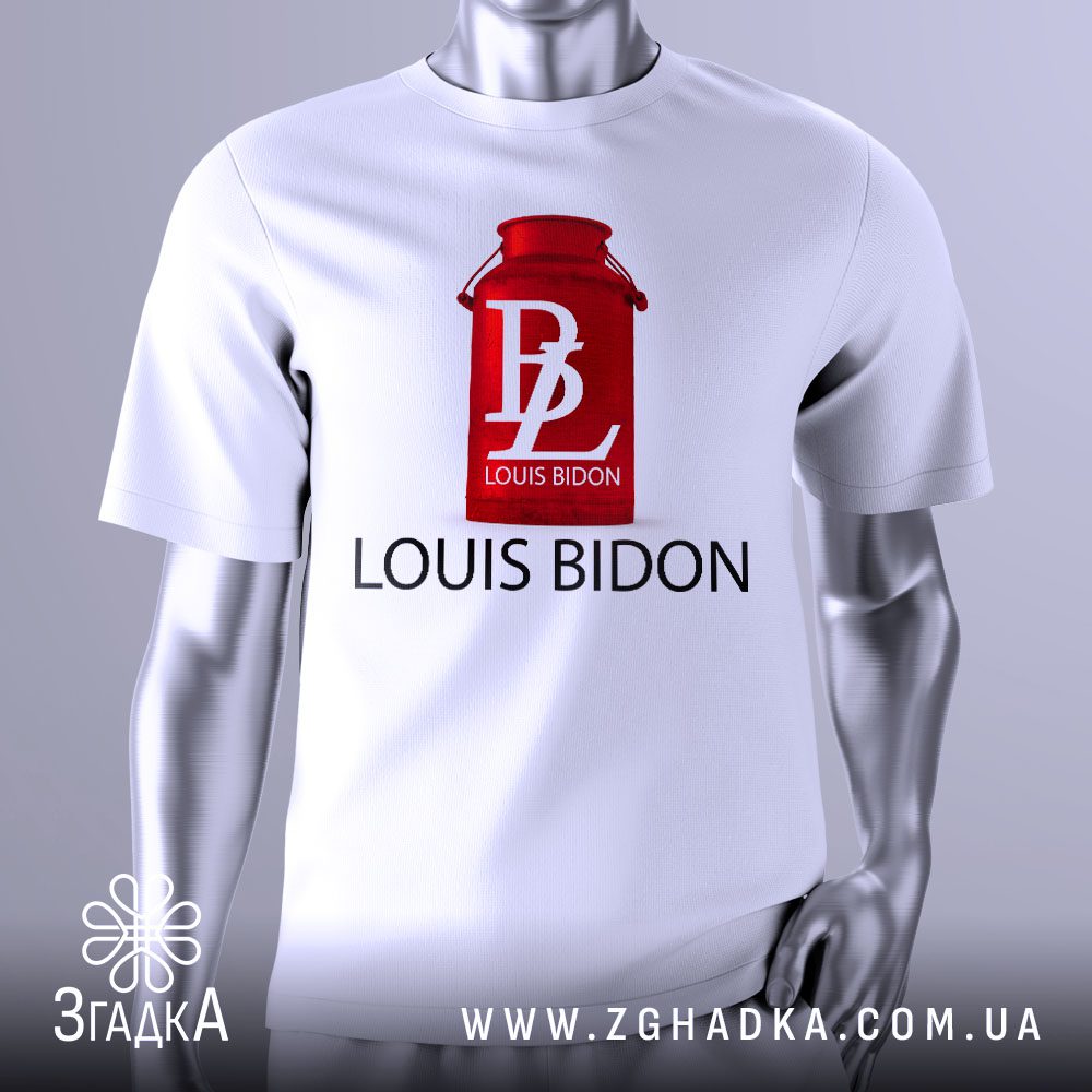 Футболка Бідон Луї Вітон з зображенням червоного бідона та написом "LOUIS BIDON".