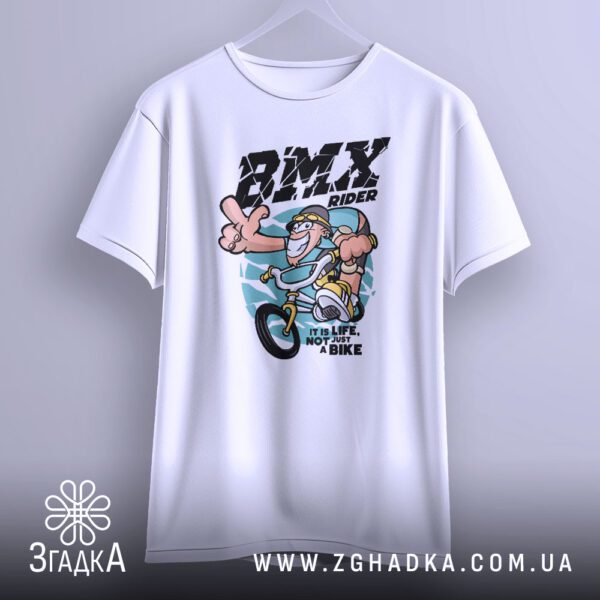 Футболка BMX Це Життя - деталізований напис "IT IS LIFE, NOT JUST A BIKE" внизу принта.