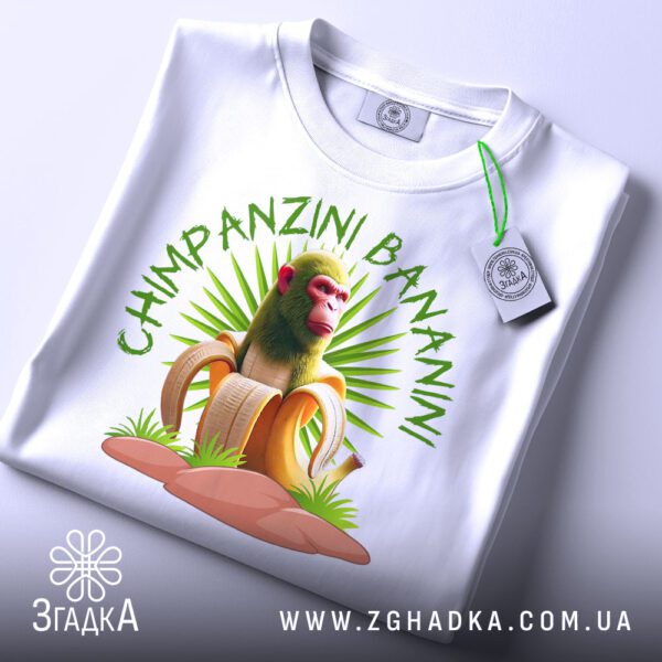 Футболка Chimpanzini Bananini Подарунок - крупний план шимпанзе.