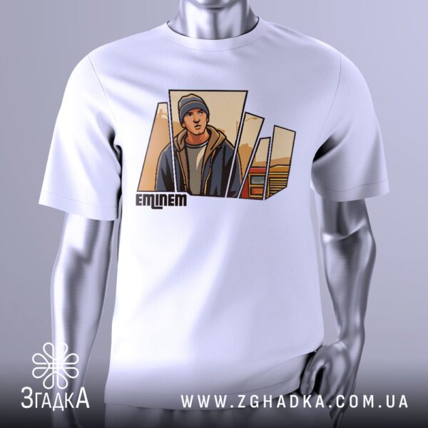Футболка Eminem Сміливий Стиль з ілюстрацією Емінема.