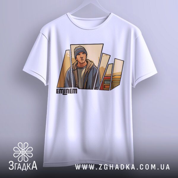 Футболка Eminem Сміливий Стиль - логотип "EMINEM" на принті.
