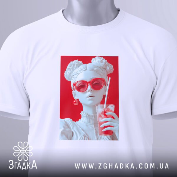 Футболка Статуя Стиль Червоний - для любителів мистецтва.