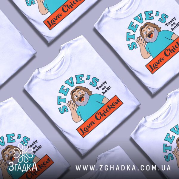 Футболка Steves Lava Chicken - червоний блок з написом "Lava Chicken".