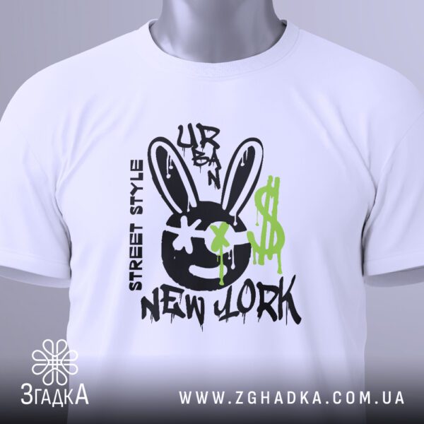 Футболка Urban New York - зелений знак долара з ефектом стікання.