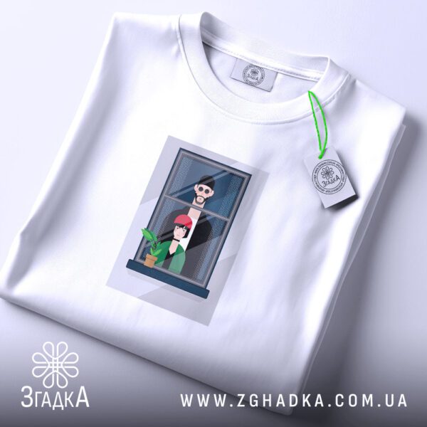 Футболка Вікно Сусіди Загадка - людина в сонцезахисних окулярах.