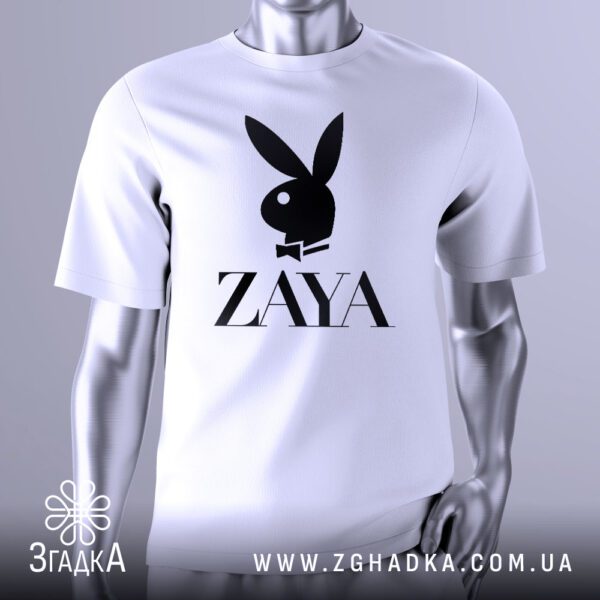 Футболка Зая Плейбой Стиль з логотипом кролика та ім'ям "ZAYA".