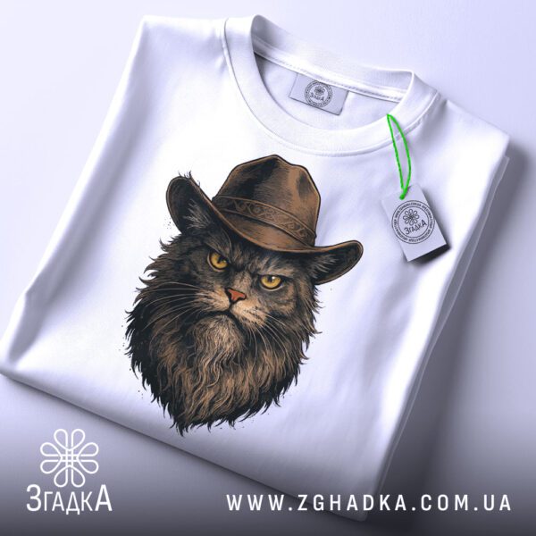 Футболка з серйозним котом