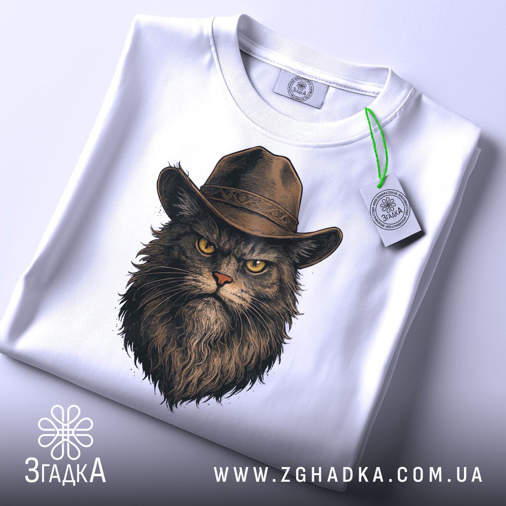 Футболка з серйозним котом