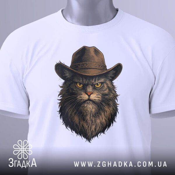 Гумористичний принт кота на футболці