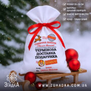 Мішечок пошта Миколая на санчатах із червоними кулями, габардин 20×30 см.