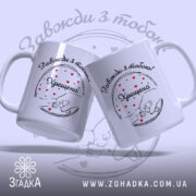 Чашка Хрещена мама назавжди — крупний план ручки та краю чашки, глянець.