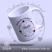 Чашка Сила батьківської любові — деталі принта/напису крупним планом.