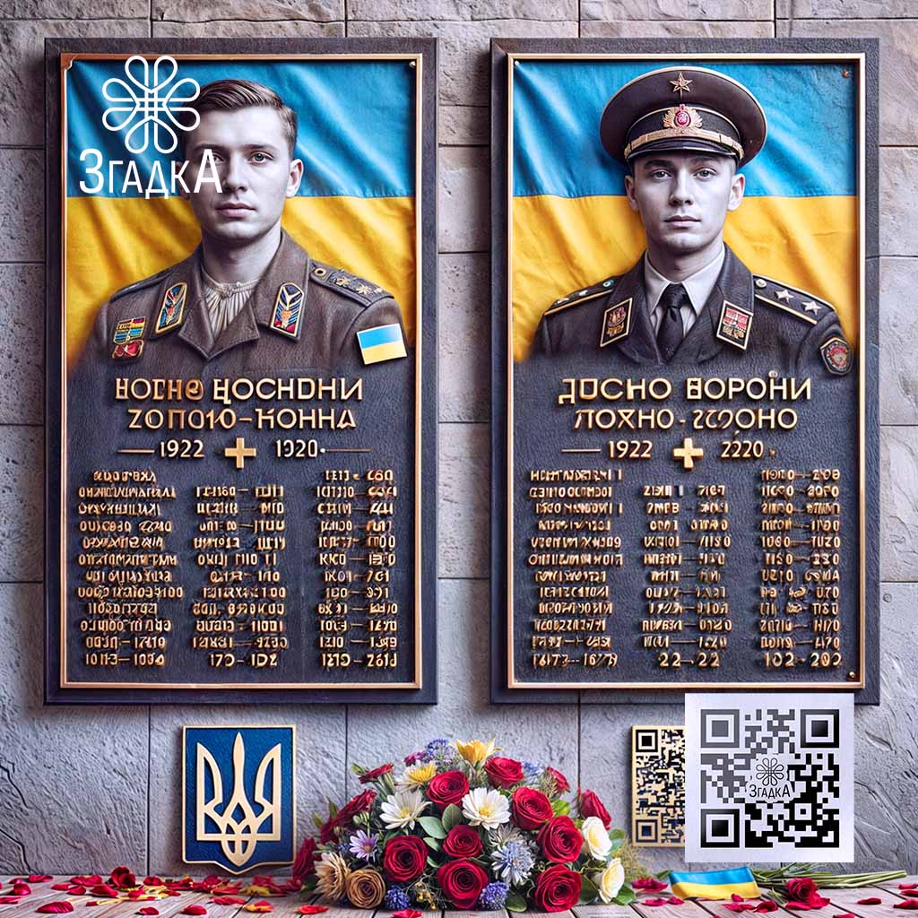 Дошка памʼяті з qr кодом — ілюстрація до статті «Дошка памʼяті з qr кодом: унікальне рішення для вшанування героїв»