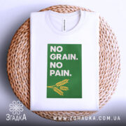 Футболка зерно сила — деталі тканини та країв принта крупним планом.